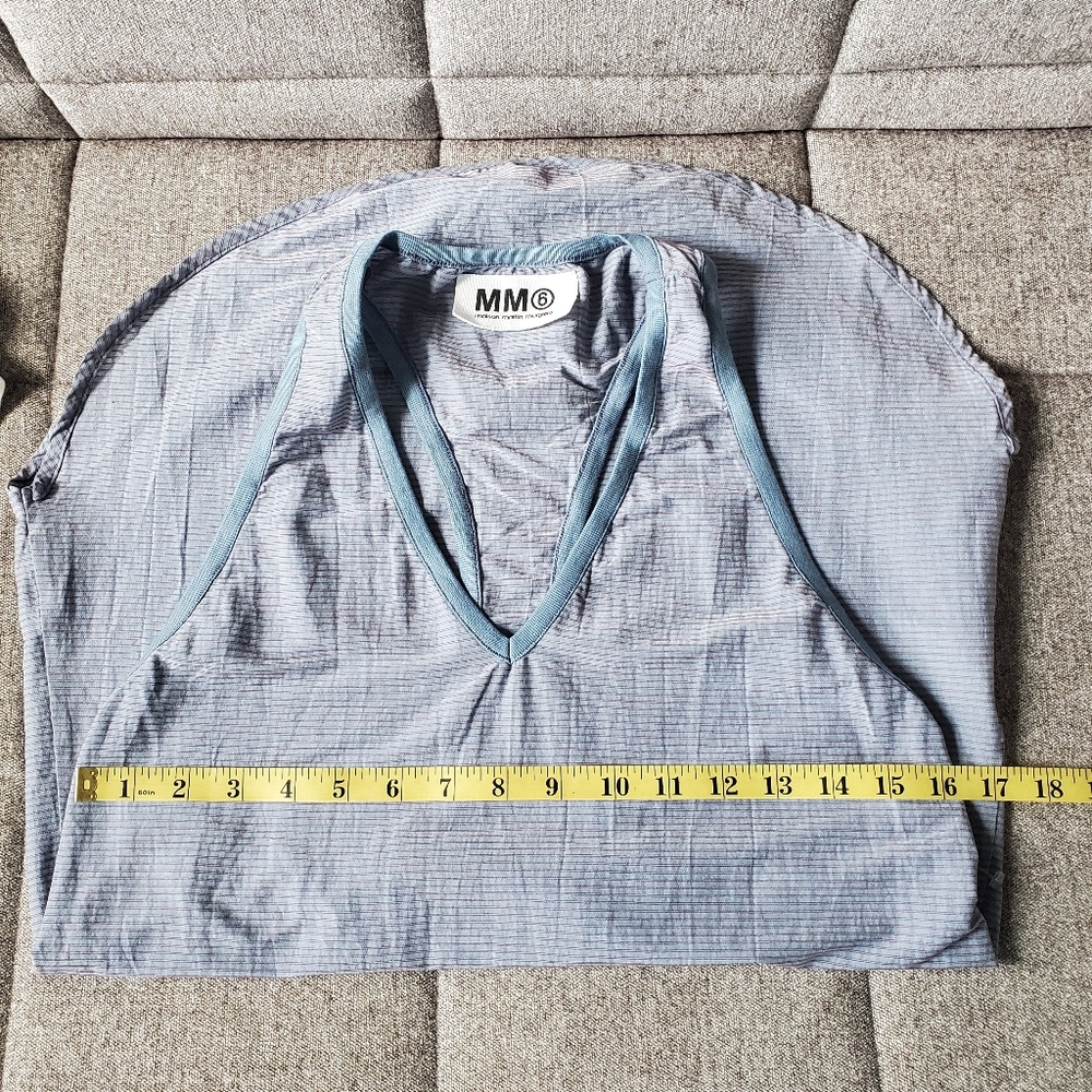 MM6 Maison Martin Margiela | Blue Striped Cotton Sleeveless Top Tunic Size 44 - Picture 9 of 10